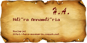 Héra Annamária névjegykártya
